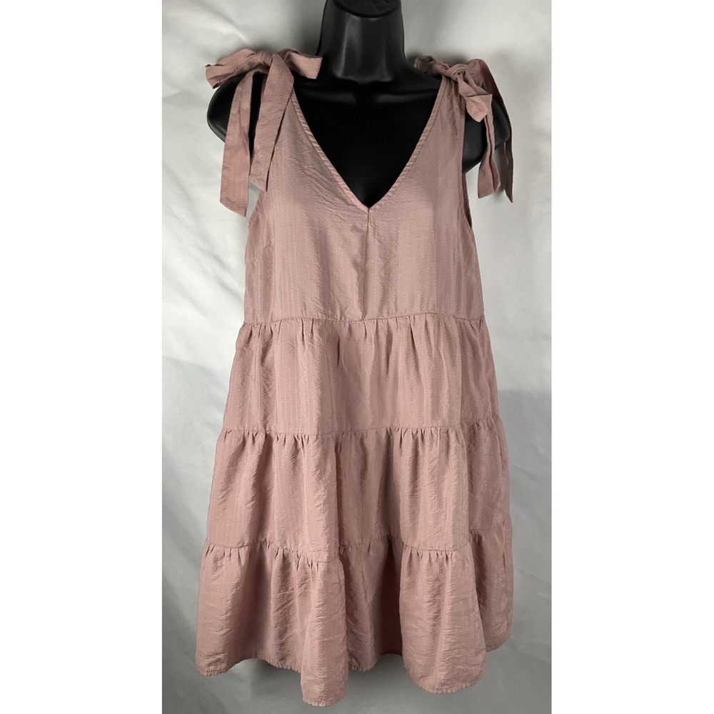 Blu Pepper Women's Small Mauve Tiered Ruffle Sleeveless Dress Boho Summer Casual